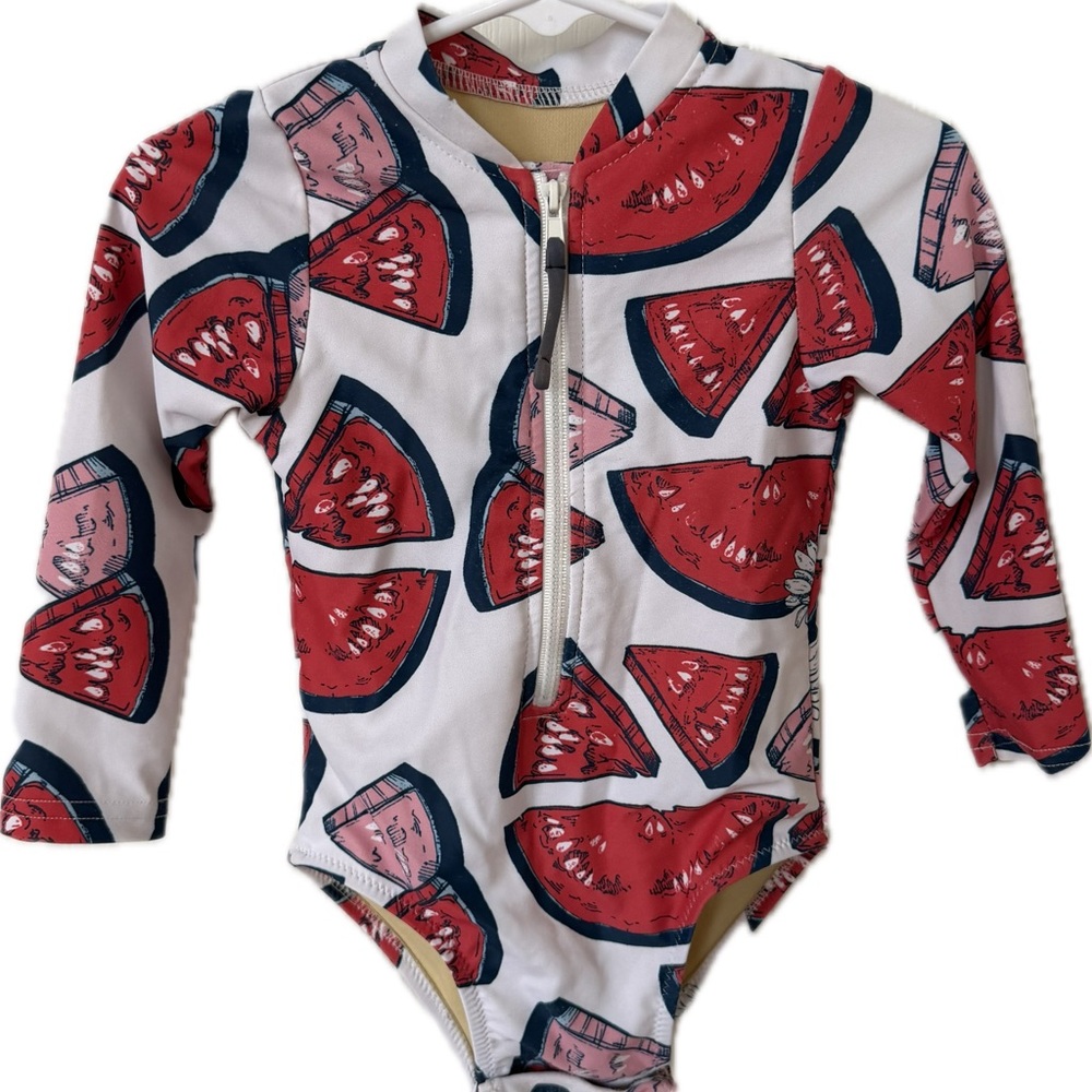 Pink Chicken Red and white Watermelon Kids Swim Rashguard
